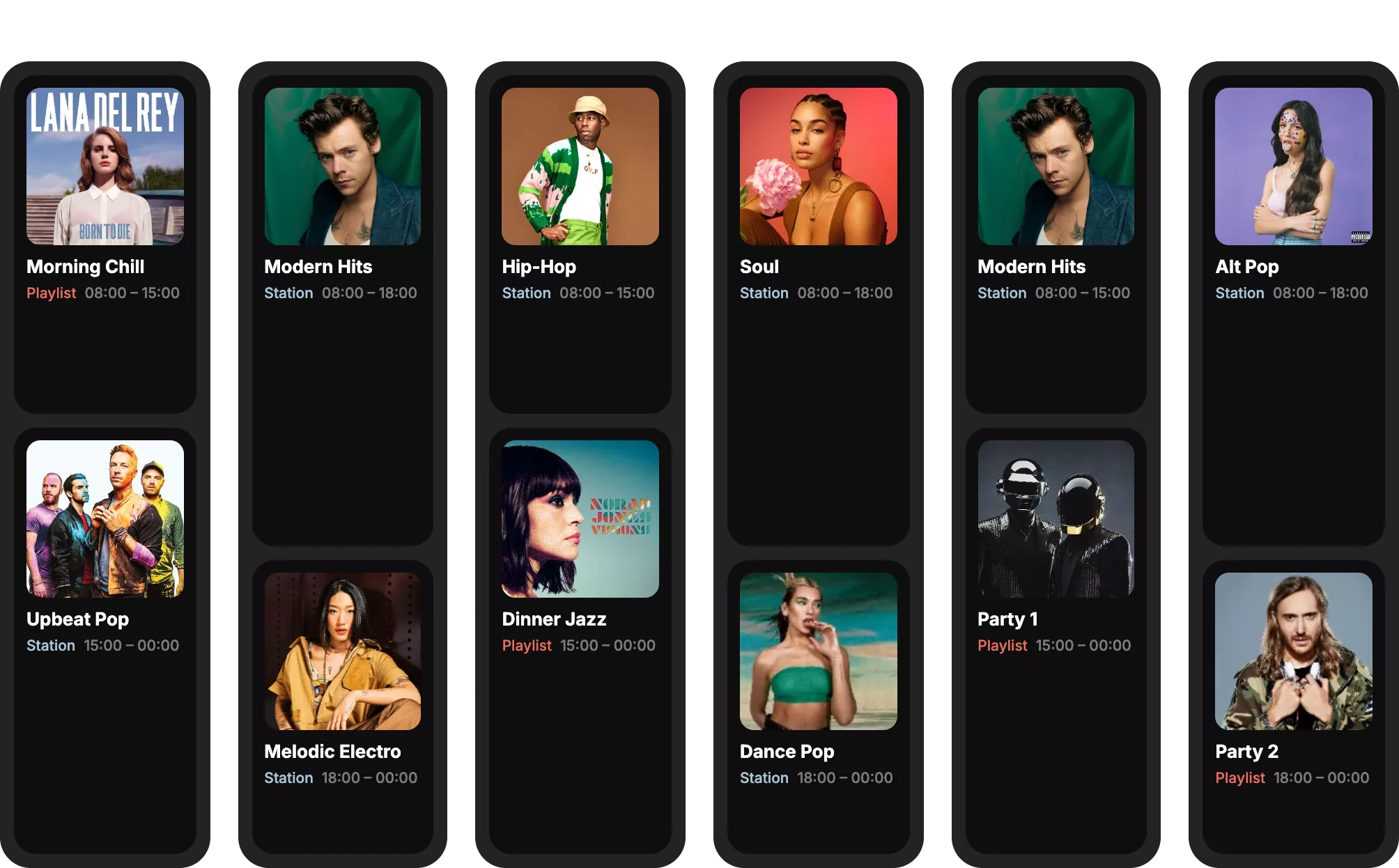 Soundsuit scheduling — assign music to time slots and days of the week