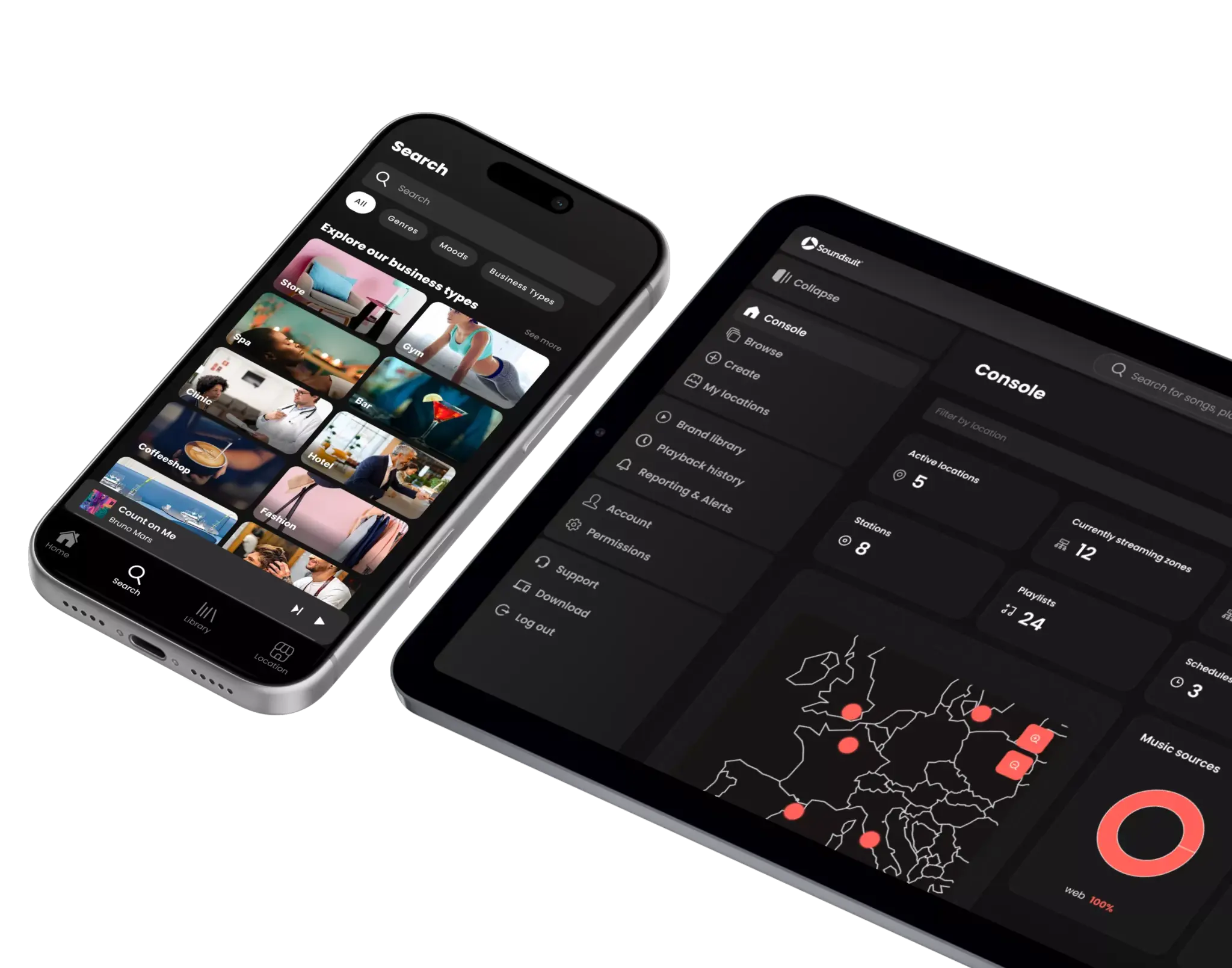 Soundsuit app and dashboard on iPhone and iPad